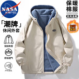 NASA MARVEL棉衣男棉服男冬季外套面包服羊羔绒连帽潮牌加绒加厚百搭情侣装