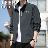 JEEP SPIRIT吉普夹克男士春秋立领薄款户外运动休闲宽松男装 深灰色 2XL