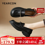 意尔康小皮鞋女英伦风厚底增高舒适乐福鞋25春款 49861W 黑色3 40