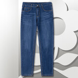 梦特娇（MONTAGUT）春夏季男士商务水洗牛仔裤猫须直筒长裤弹力舒适休闲裤 浅蓝 34 