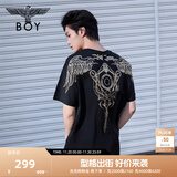 BOY LONDON【暗黑罗盘】夏情侣款短袖权杖印花炸街潮牌T恤N01906 N0103902 M