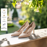 CHARLES&KEITH简约通勤尖头高跟鞋子女鞋休闲单鞋生日礼物CK1-60280245-1 Nude肉色 38