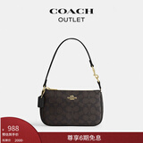 蔻驰（COACH）奥莱女包经典标志老花NOLITA 19号手袋麻将包腋下单肩包手提包 IM/胡桃木色/黑色