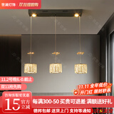 世澜 轻奢水晶吊灯简约现代餐厅灯温馨浪漫吧台吊灯广东中山灯具推荐 长盘-黑色-3头58*90CM-无极