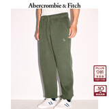 Abercrombie & Fitch经典小麋鹿图案男装24春秋抓绒美式baggy风运动卫裤134-4099 绿色 L (180/86A)