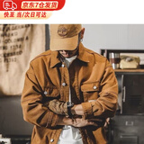 棉之雪美式重磅复古牛仔外套男春秋2025新款潮牌潮流休闲秋季工装夹克男 黄色 3XL 【170CM-180CM】
