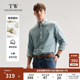 Teenie Weenie小熊男装休闲牛仔衬衫男秋冬长袖美式复古衬衣 浅牛仔色 M 170