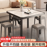 裕邻可折叠桌子家用小户型餐桌掼蛋专用桌户外桌子方形小桌子YLZ05 白理石纹-加厚稳固不挡腿 100cm