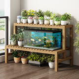 七分木阳台做旧风多功能鱼缸架置物架实木超强承重底柜炭烤防腐玄关柜 定制联系客服