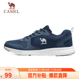 骆驼（CAMEL）网面透气跑步男鞋轻量健步运动鞋子 CSS221L0033 蓝色 40