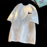 嘉晔 五分短袖t恤男夏季宽松圆领休闲T恤上衣服男学生青年短袖T恤 白色 XL 120斤