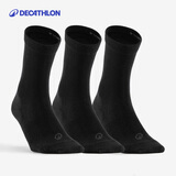 迪卡侬成人跑步休闲健身舒适运动袜秋冬加厚保暖高帮3双装 2308147