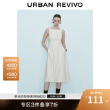 UR2025秋季新款女装法式气质通勤一字领无袖连衣裙UWM750004 米白 S