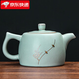 祥业song杯子汝窑泡茶壶陶瓷大号功夫茶具西施壶汝瓷单壶提梁壶泡茶器 汝窑锔钉井栏壶单壶 260ml