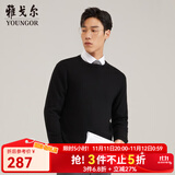 雅戈尔（YOUNGOR）羊毛衫男全绵羊毛羊毛衫舒适暖和厚度适中温暖舒适可内搭翻领衬衫 VYQW639994AYA黑色 XL 110cm