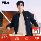FILA斐乐官方男子针织休闲拉链外套上衣秋冬立领商务男装通勤夹克衫 传奇蓝-NV M 170/92A