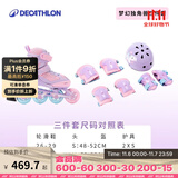 迪卡侬（DECATHLON）儿童轮滑鞋初学者轮滑鞋套装可调节舒适透气溜冰鞋体育课必备 独角兽套装 鞋+新轻量头盔+护具 26/29(脚长16.5-18.5cm)三轮子
