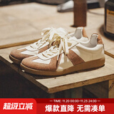 马登经典复古德训鞋男款运动休闲板鞋小白鞋平底健身训练阿甘鞋子 白棕色 /美拉德小众舒适简约帆布 43 (265mm) 男码