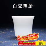容山堂白瓷薄胎茶杯品茗杯主人杯茶碗闻香杯斗笠杯功夫茶具单杯盏 白瓷薄胎若纸品茗杯-反口杯