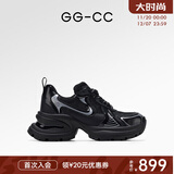 GG-CC【明星同款】月落星河银色厚底老爹鞋女百搭秋季新款G23X4317 黑色 皮面 35
