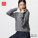 优衣库女装可机洗纽花针织连帽套头衫/25秋冬新款478871 06 铅灰色 S /155/80