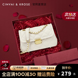 CinvaiKrose【阿Sa蔡卓妍同款】包包女包2025新款斜挎包单肩包菱格链条小方包 米白【礼盒款】生日礼物送女友