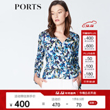 PORTS宝姿 新品 衬衫女衬衣显瘦职业装印花衬衣女LN8B034HPT020 天蚀蓝印花 XS (2)