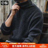 马登工装 美式复古纯色保暖高领针织衫马海毛毛衣秋季个性打底衫男 黑色 XL