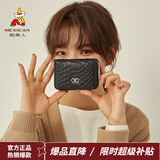 稻草人（MEXICAN）头层牛皮卡包女时尚多卡位大容量短款零钱包实用银行卡袋拉链款 黑色