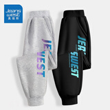 真维斯（Jeanswest）卫裤男童秋季薄款儿童休闲长裤2025新款中大童时尚宽松裤子童装潮 【薄款长裤】灰（飞）黑（蓝） 140
