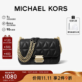 MICHAEL KORS礼物轻奢MK女包SLOAN皮质链条单肩斜挎包小号黑色/金色