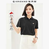佐丹奴短袖Polo衫女新款莱卡棉珠地布元气小刺绣翻领上衣05315390