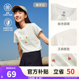 安踏LOGO短袖t恤 女夏季棉感显瘦休闲针织印花T恤透气运动上衣 【趣味大logo-夏日瓜瓜】象牙白 M /女165