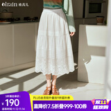 Olrain欧芮儿法式白色半身裙女春夏季女装花边重工刺绣蛋糕裙裙子 米白色 M