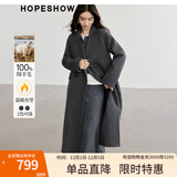 红袖高级感超好看毛呢大衣冬季新款女装100%绵羊毛质感保暖双面呢外套 烟灰056 L