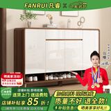 凡睿实木鞋柜家用门口换鞋凳一体靠墙可定制入户鞋柜大容量鞋架 【深胡桃+白】160*35*101