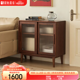 原始原素实木餐边柜简约橡木收纳柜餐边柜靠墙柜黑胡桃色1.1m下节 F8142