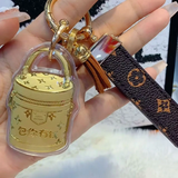 夕迎正新款轻奢水贝黄金双C包包挂件18k金车钥匙扣挂饰手机链女友礼物 包你有钱包包+专柜高级礼盒