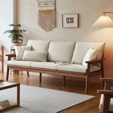 林氏家居实木沙发客厅新中式小户型胡桃色原木风可选直排简约冬夏沙发PK4K 【胡桃色|白】2.11m三人位