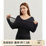 纤莉秀大码女装高弹锁温肌底衣自然裸感超薄针织衫胖mm秋新款1317 黑色 5XL