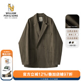 William fox&sons威廉福克斯仿麂皮绒小西服男轻商务复古宽松易打理便西休闲西装男 咖色(双排扣） XL /52