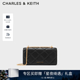 CHARLES&KEITH质感菱格链条小方钱包女包包女包生日礼物CK6-10680924 Black黑（新2.0） XS