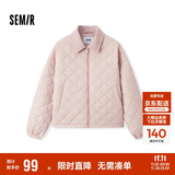 森马（Semir）棉服女灯芯绒翻领菱形格复古2024冬三防宽松轻薄棉衣109724112007