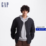 GAP男装印花logo波浪绗线外套轻薄简约风棉服619672 黑色 S (165/88A) 亚洲尺码