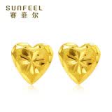 赛菲尔 黄金耳钉足金999.9心形黄金耳钉爱心耳钉时尚金耳钉 约1.65克