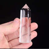 慈灵阁白水晶小摆件六棱柱原石摆设原矿水晶矿石形单尖水晶柱消磁 8-9厘米高