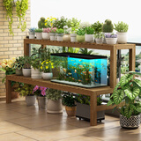 七分木阳台做旧风多功能鱼缸架置物架实木超强承重底柜炭烤防腐玄关柜 加厚2层50（50+25）*65，脚高25，加固升级，炭烤