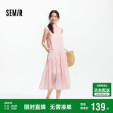 森马（Semir）连衣裙女海边度假挂脖两穿长裙2025夏季蝴蝶结初恋裙109325114011