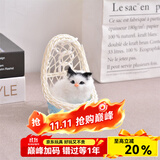 亦趣会叫仿真提篮猫咪毛绒玩具篮子猫玩偶花篮猫女孩儿童生日礼物 吊篮蓝色(无花边)黑头猫带叫声