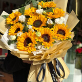 馨仪鲜花速递向日葵玫瑰混搭花束生日礼物送长辈朋友全国同城配送 9朵向日葵花束